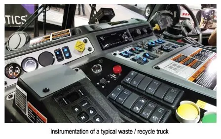 Garbage truck inside cab